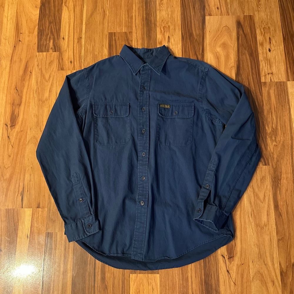 Polo Ralph Lauren Type 1 Military Gorp Navy Blue Twill Button Down Shirt Mens L